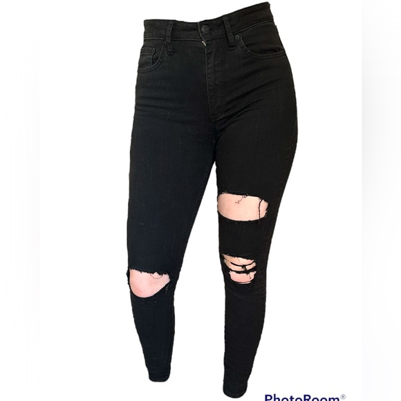 COPY - Wild Fable Black Ripped Skinny Highest Rise Jeans - Picture 2 of 5